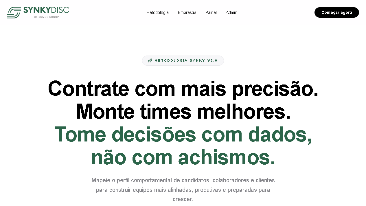 Página inicial real do novo Synky DISC