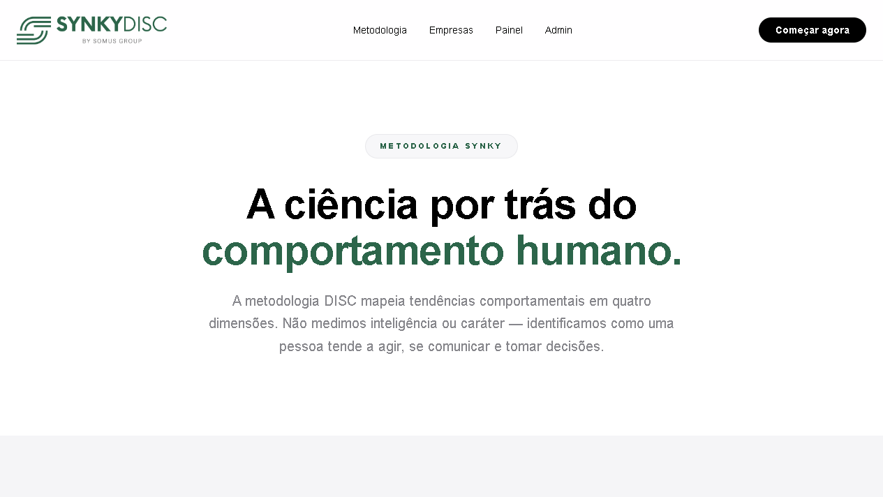 Página real de Metodologia do novo Synky DISC