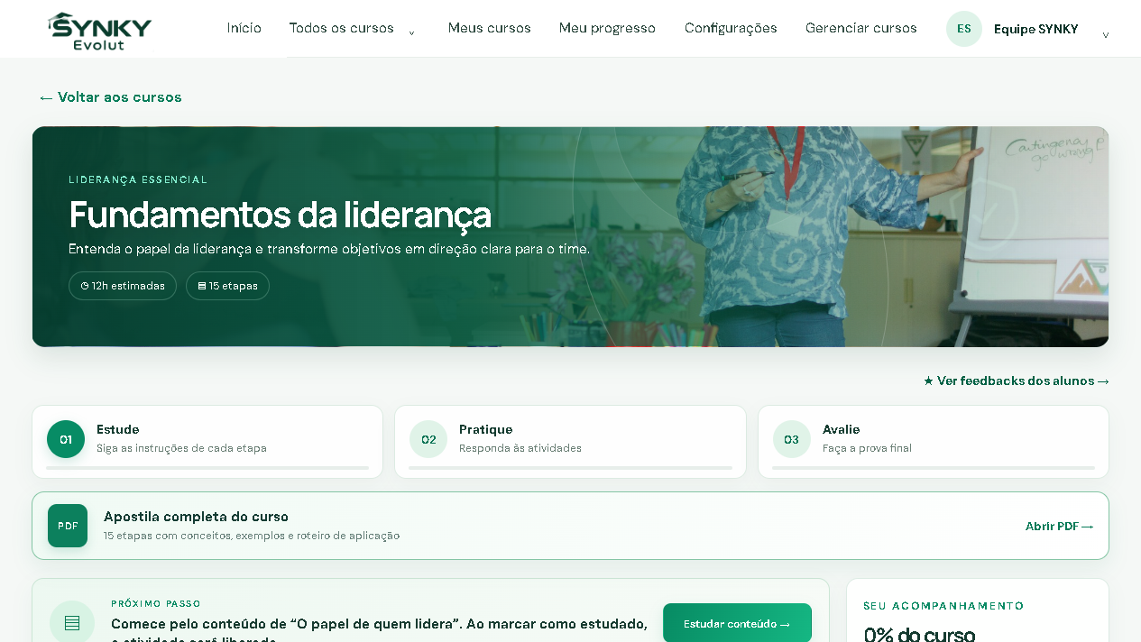 Curso de liderança real do Synky Evolut