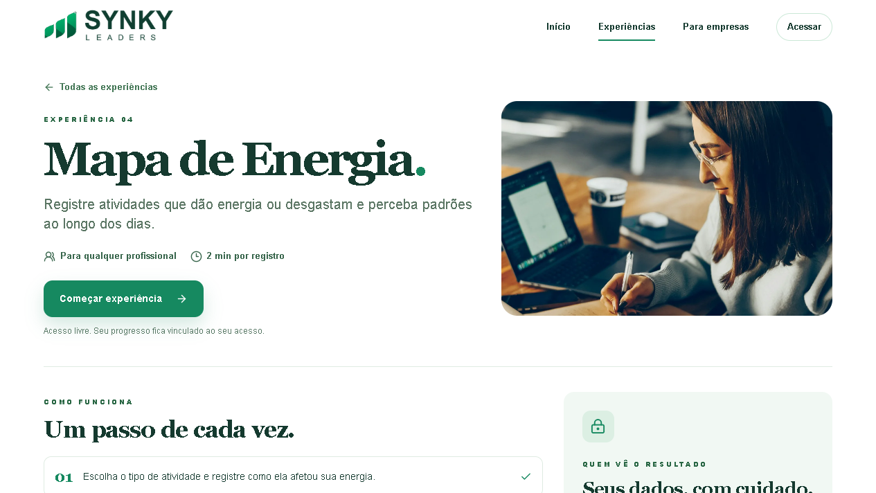 Página real do Mapa de Energia do Synky Líderes