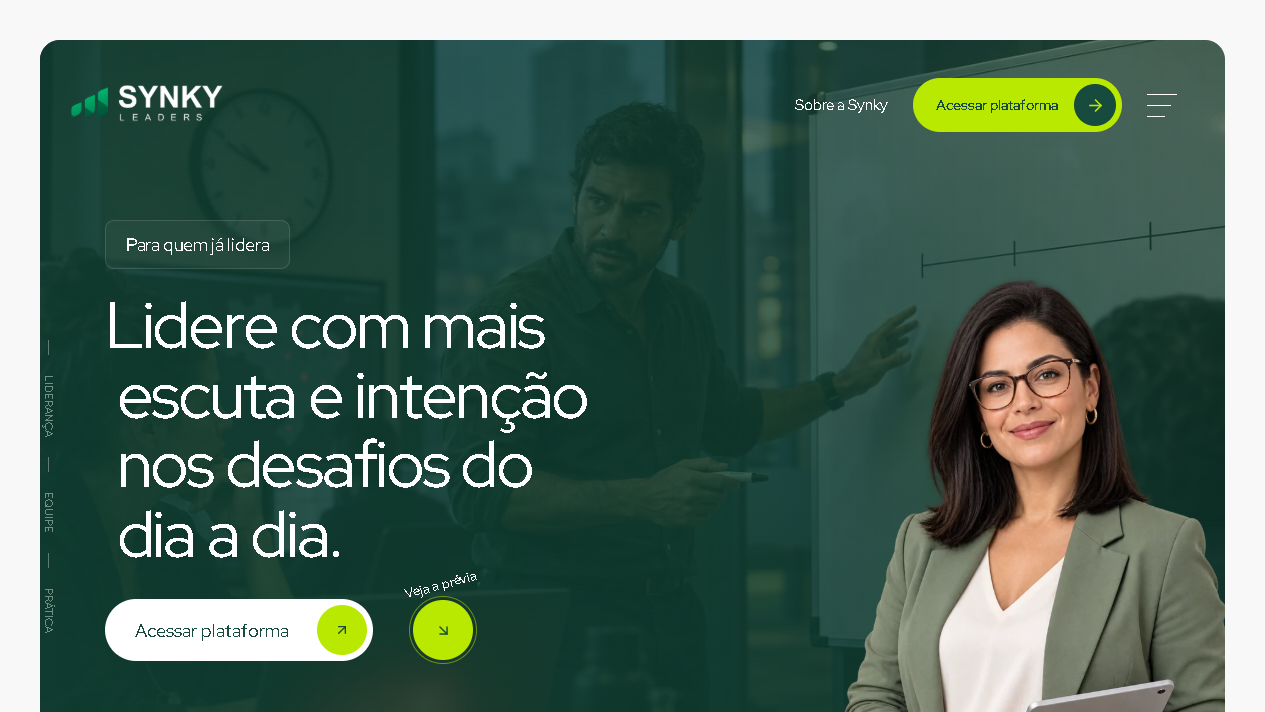 Página inicial real do Synky Líderes