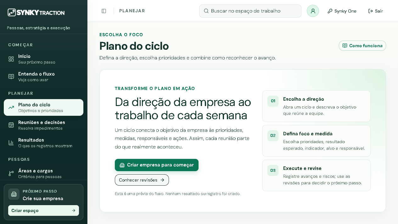 Módulo de Planejamento real do Synky Traction